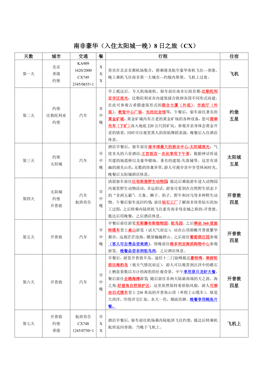 南非豪华8日之旅(CX)_第1页