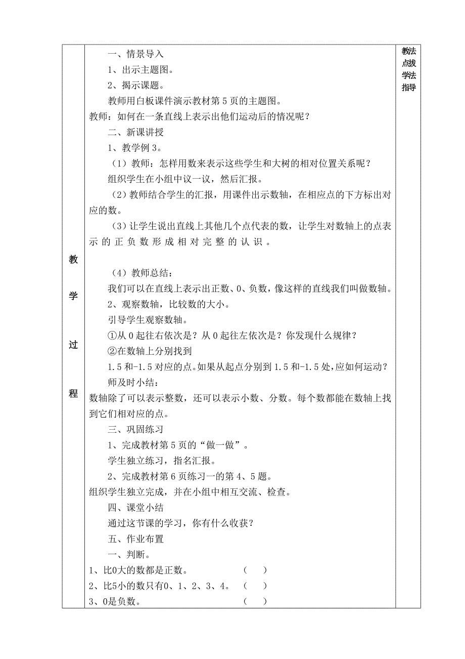 六级下册第一二三单元集体备课教案表格已整理_第5页