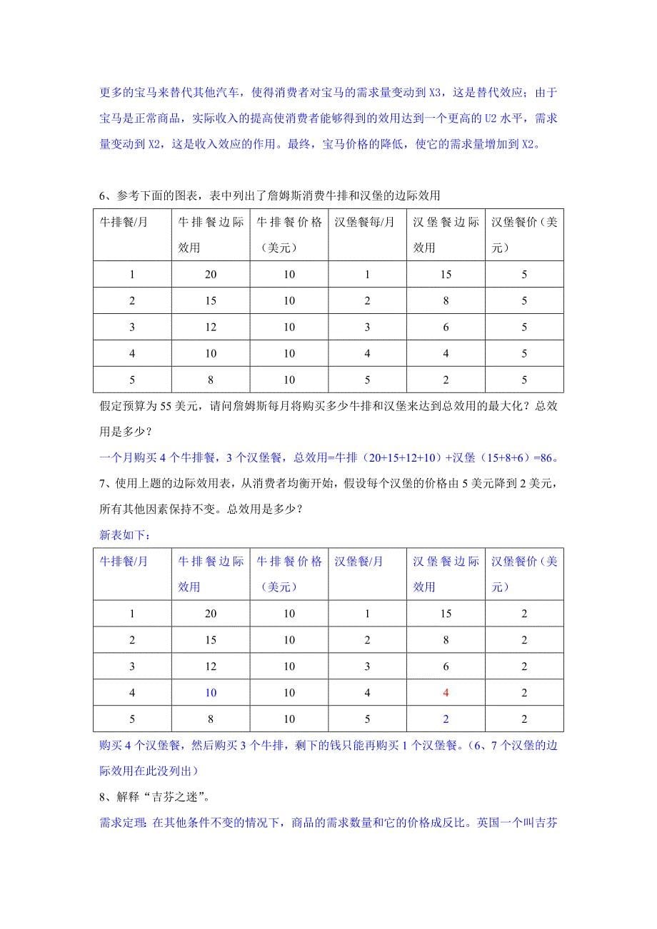 微观经济学习题(消费者理论、生产者行为理论)_第5页