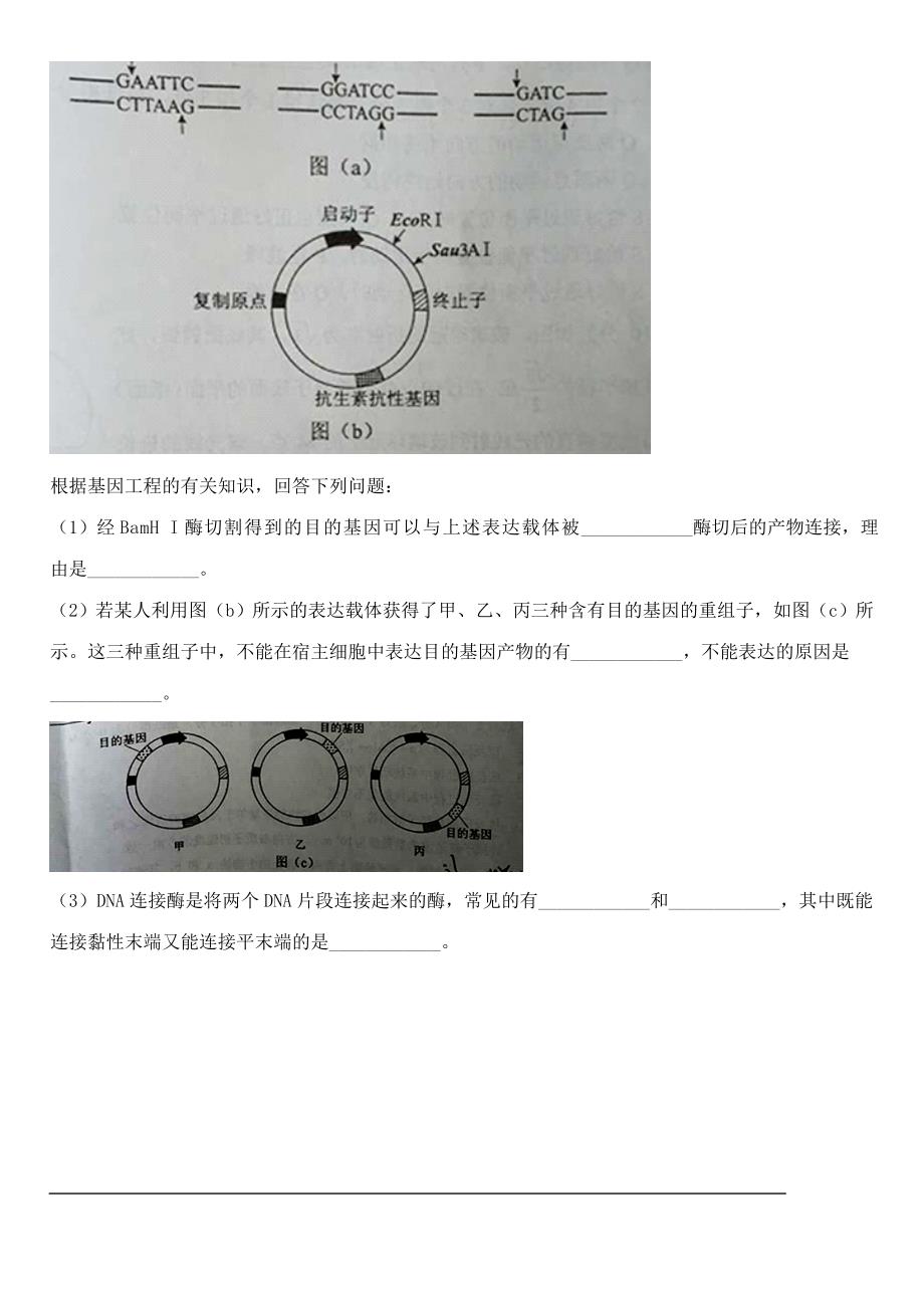 2016高考全国三卷理综生物试题及答案(精编包含答题卡)2_第4页