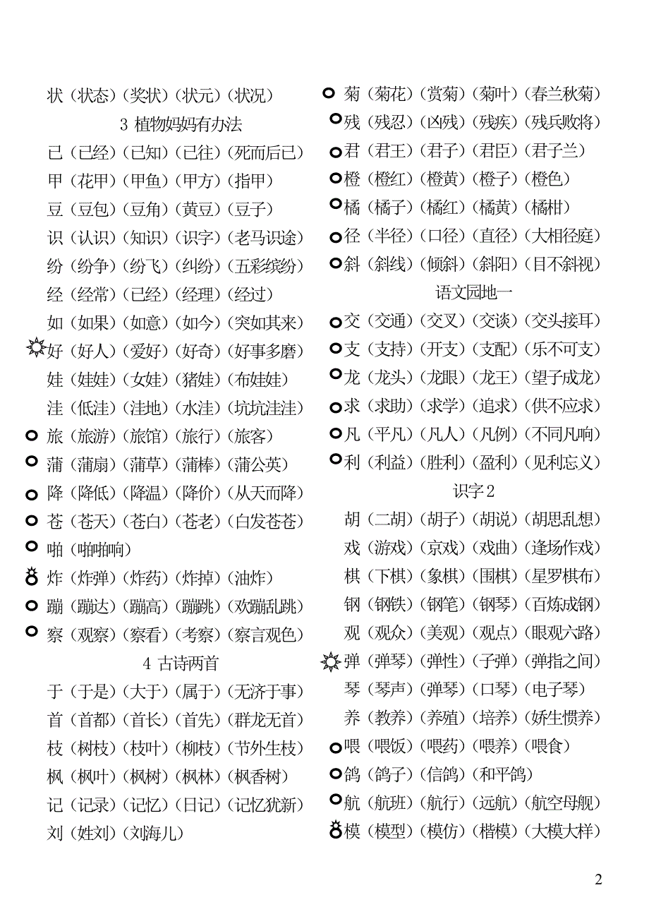 二年上一、二类字组词_第2页