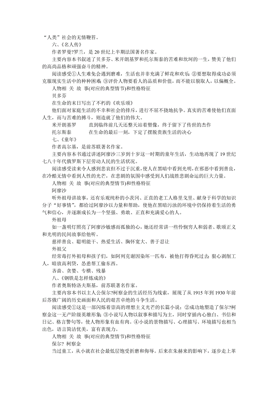 2010中考语文名著导读重点内容举要_第3页