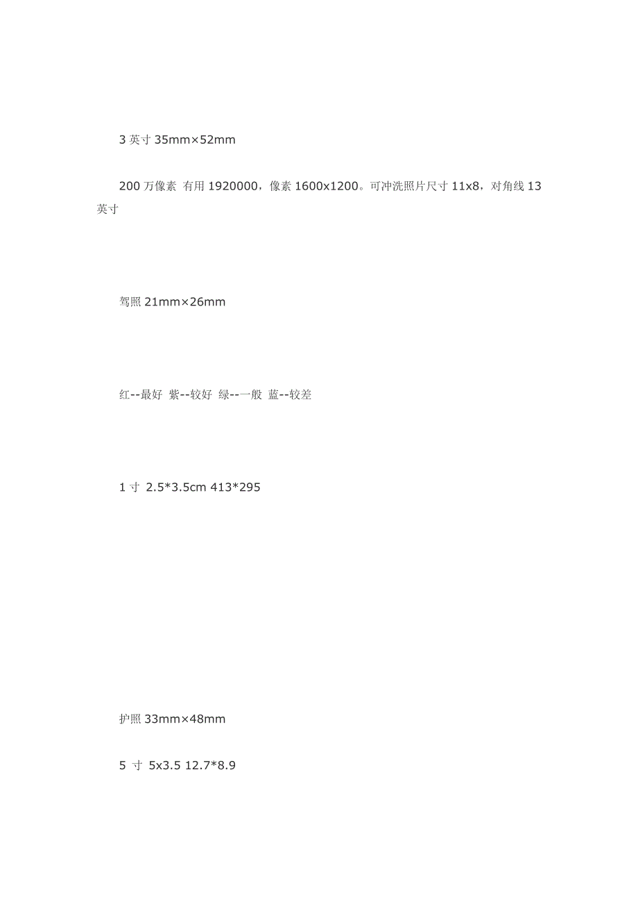 各种照片的尺寸及大小_第3页