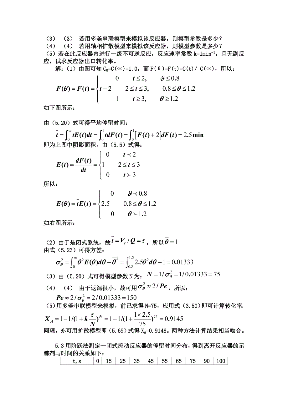 反应工程(第三版)第五章答案停留时间分布与反应器_第2页