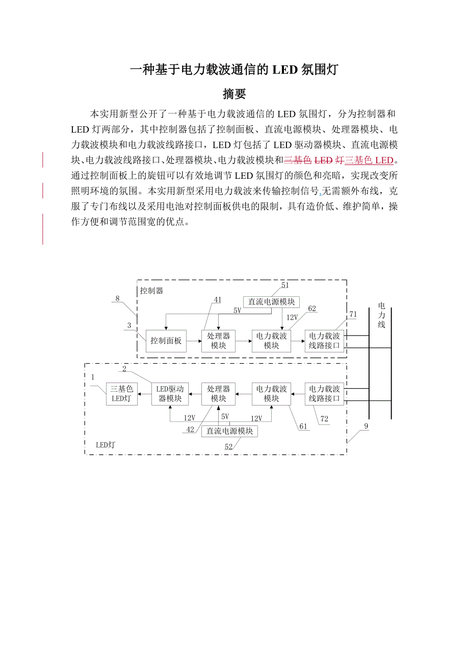 一种基于电力载波通信的LED氛围灯_第1页