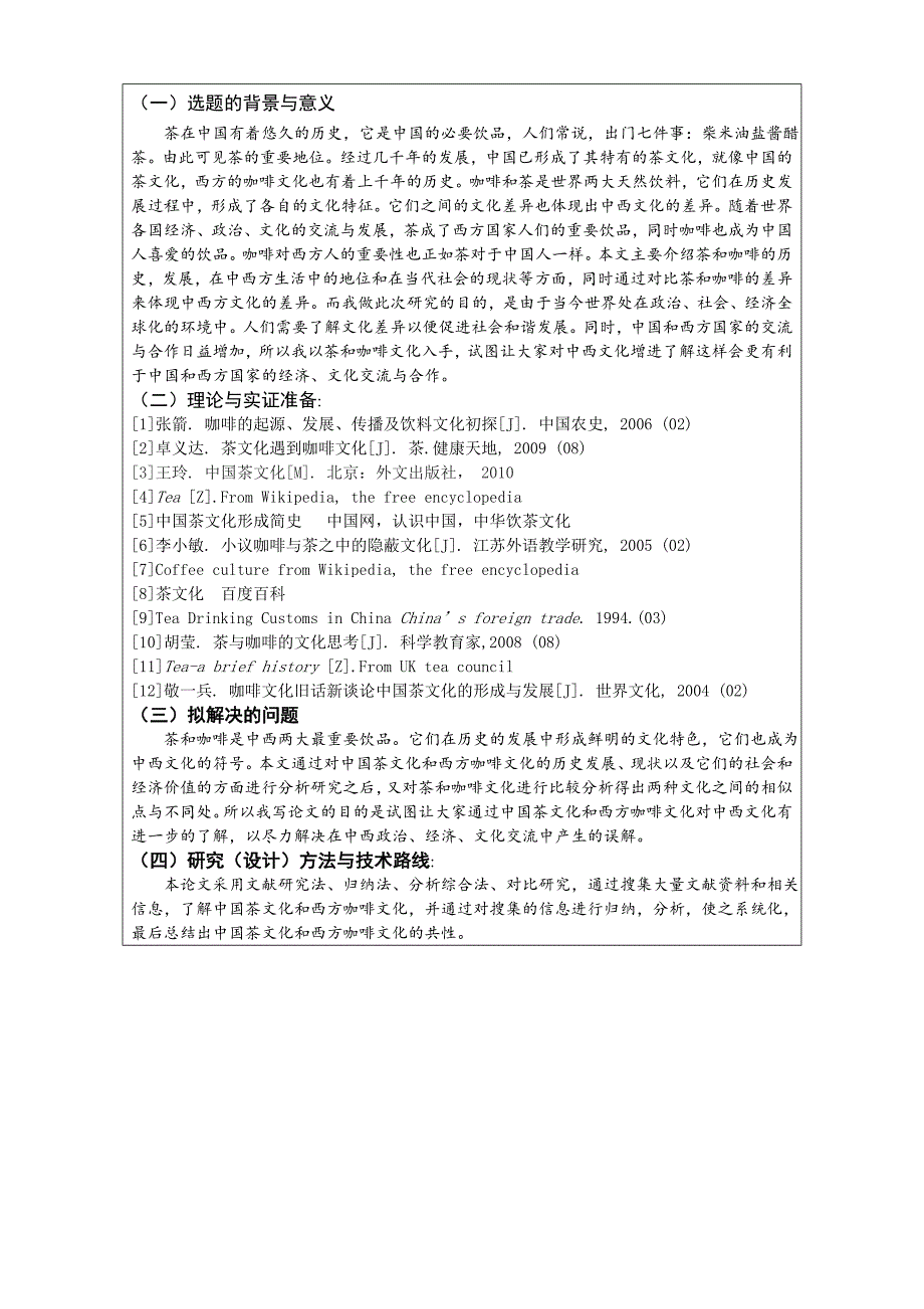 茶和咖啡中所体现的中西文化差异论文开题报告_第2页