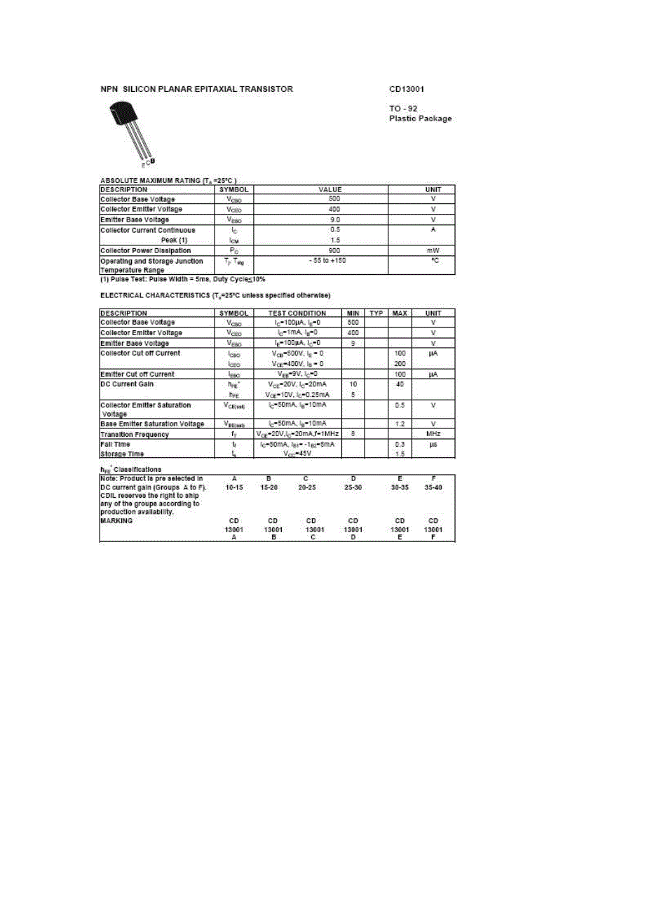 三极管13001管脚引脚图及参数_第2页