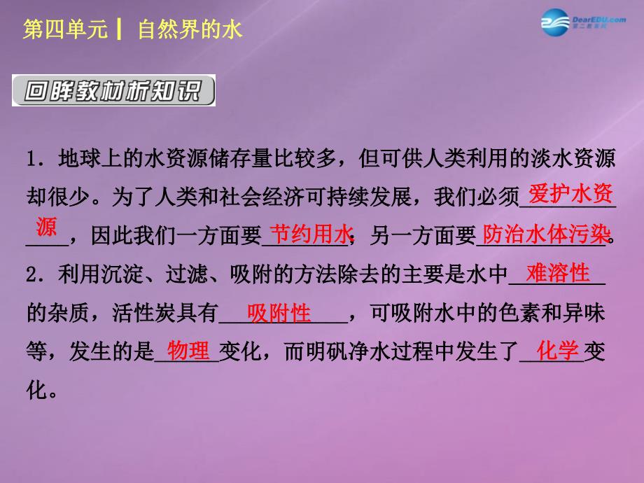 （小复习）2014-2015中考化学 九上 第四单元 自然界的水课件 （新版）新人教版_第3页