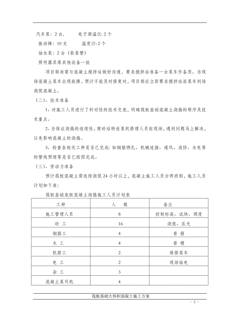 筏板基础大体积混凝土施工方案_第4页