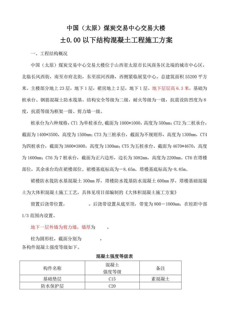 013   ±0.00以下结构混凝土工程施工方案_第1页