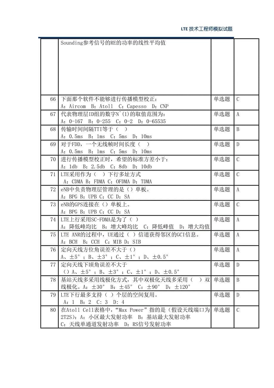 LTE技术工程师认证考试题库_第5页