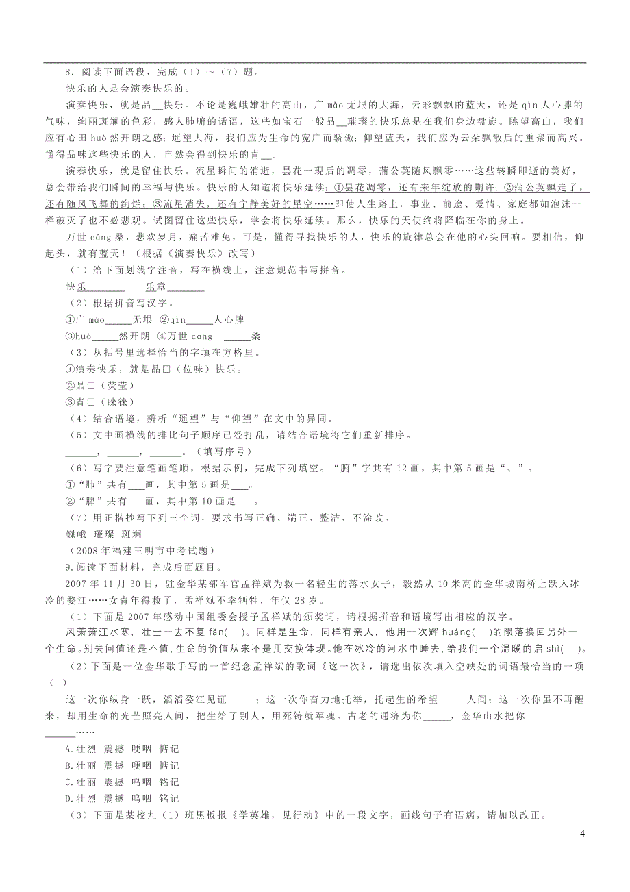中考语文考点梳理十三(语段综合考_第4页