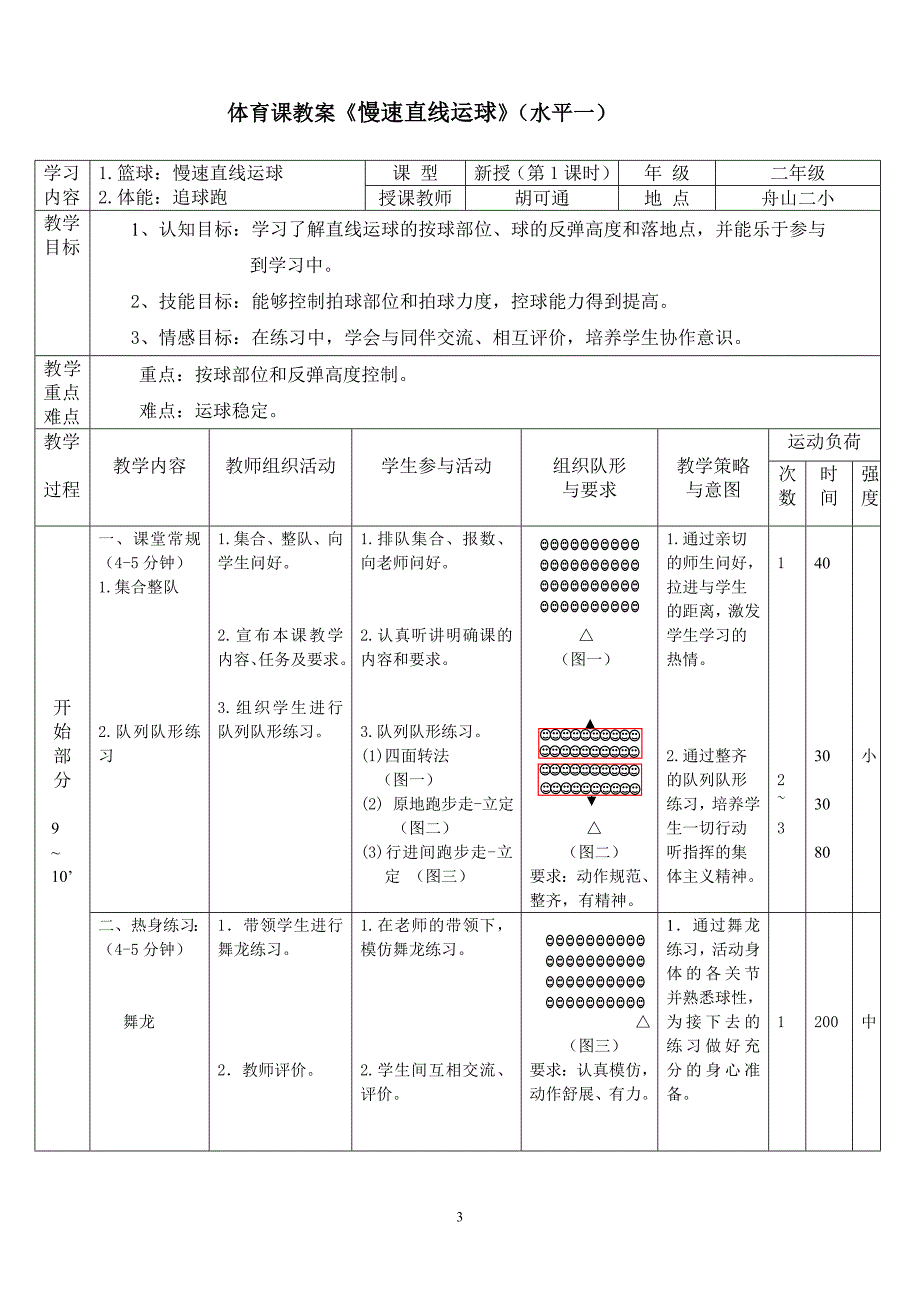 水平一：二x年级《小篮球》单元教学计划_第4页