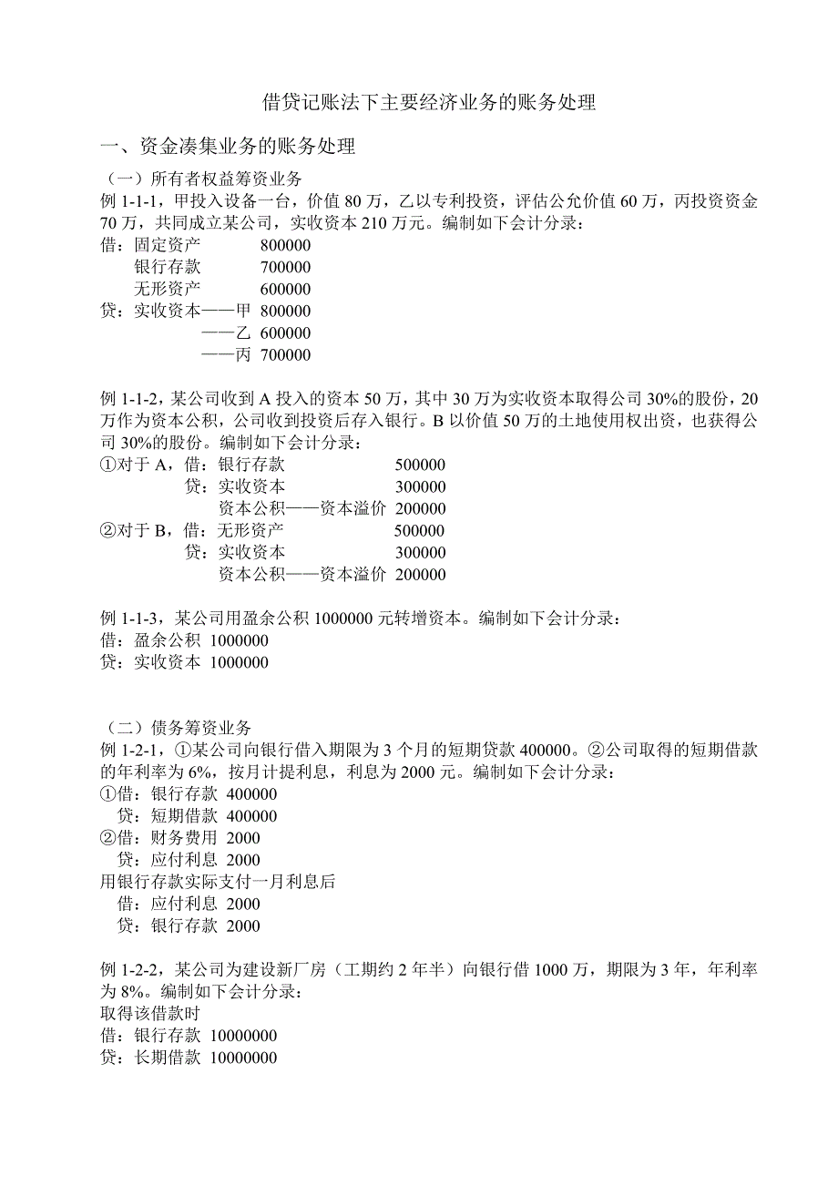 借贷记账法下的主要经济业务的财务处理_第1页