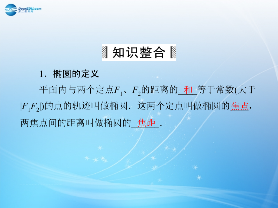 （智慧测评）2015届高考数学大一轮总复习 第8篇 第3节 椭圆课件 理 新人教A版_第3页