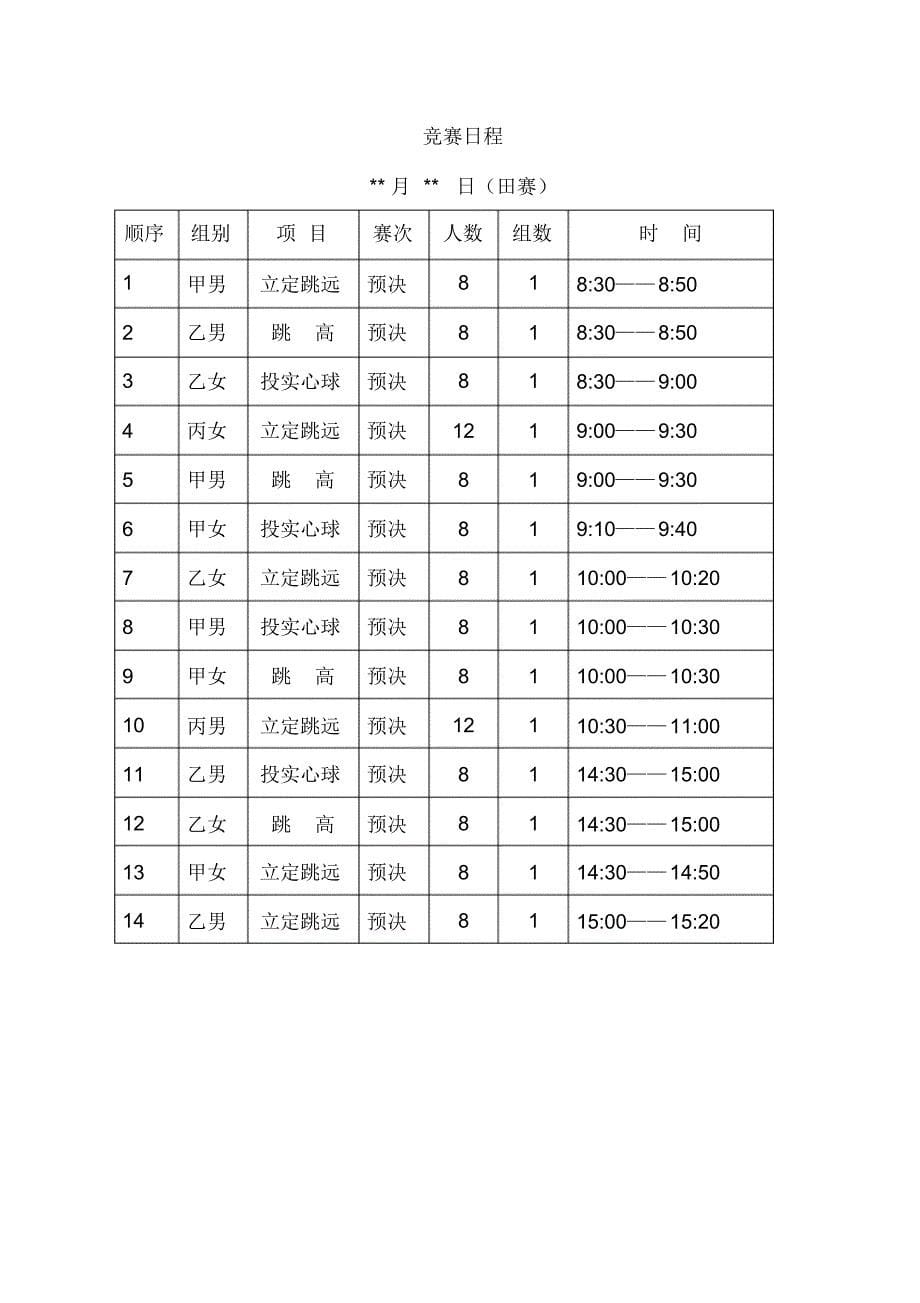 小学2015年田径运动会秩序册_第5页