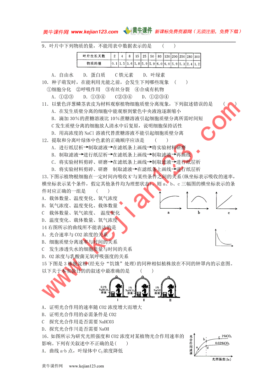 2008年全国1OO所名校单元测试示范卷生物卷三_第2页