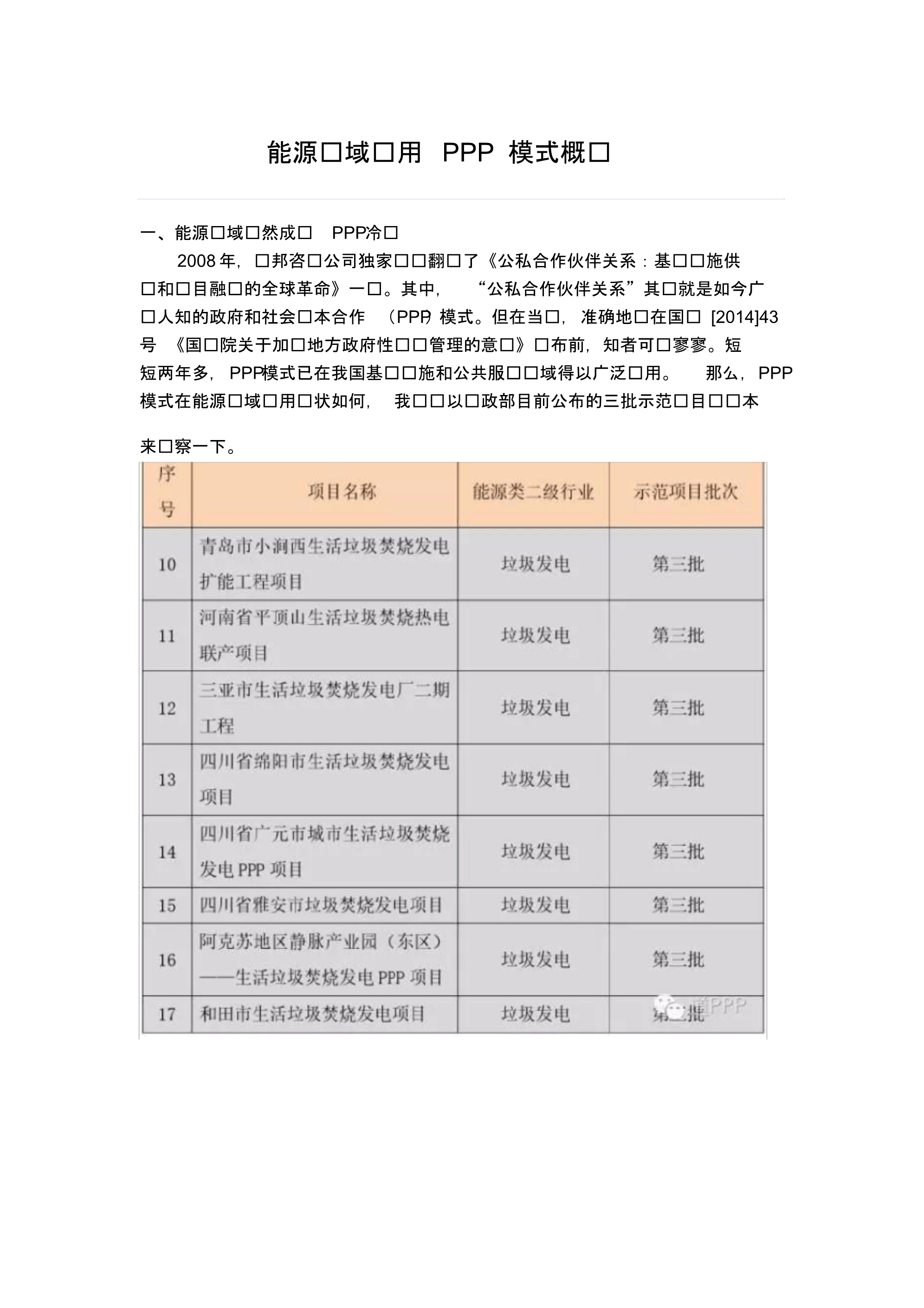 能源领域应用PPP模式概览_第1页