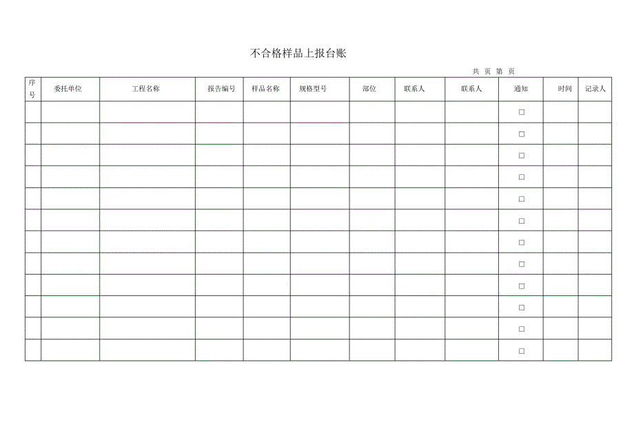 工程质量不合格样品上报台账_第1页