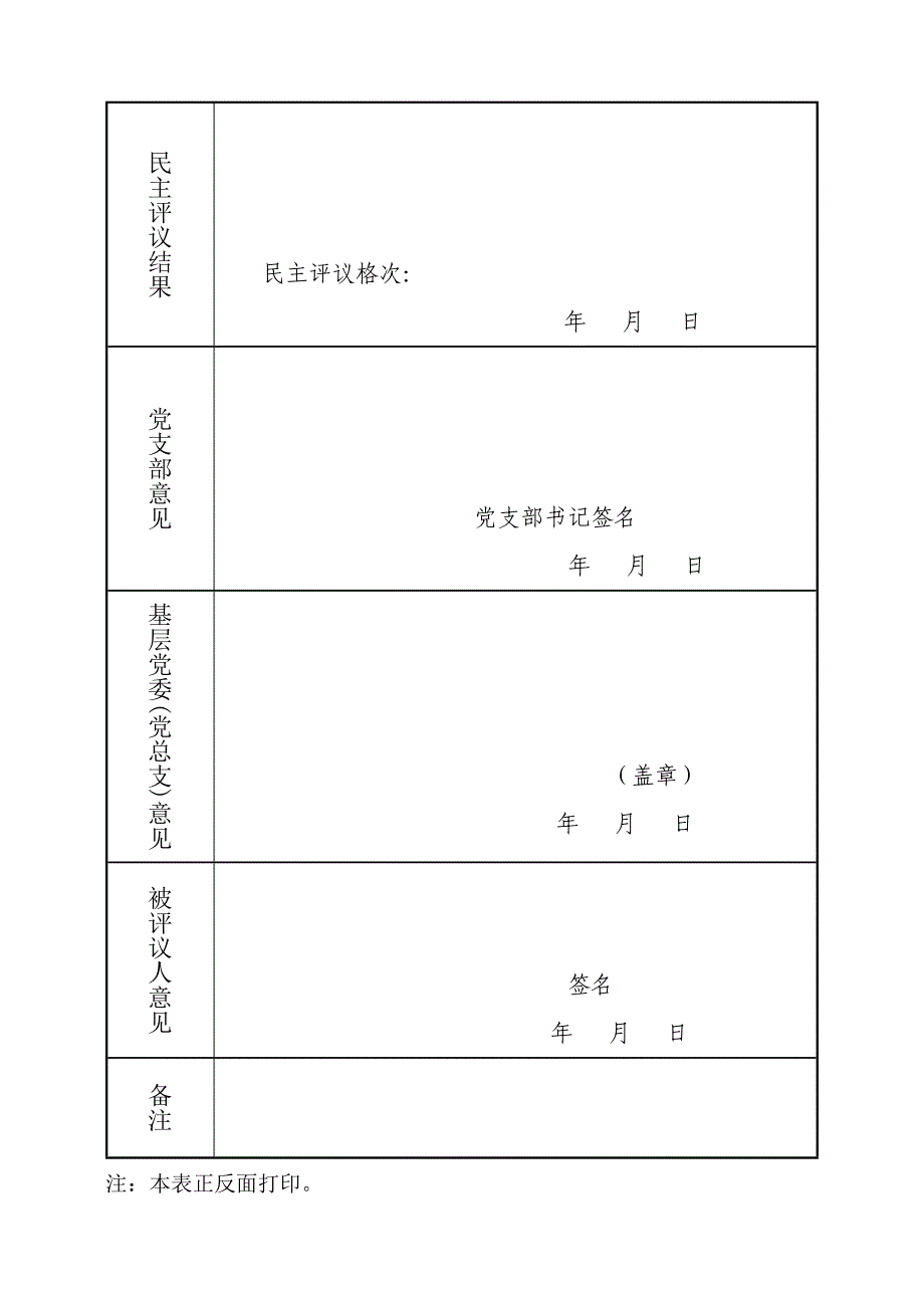成都理工大学党员民主评议登记表_第2页