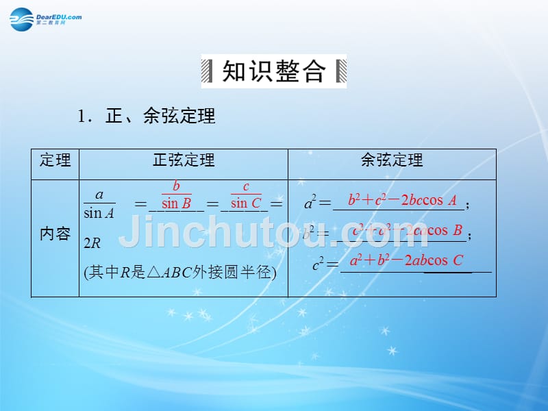 （智慧测评）2015届高考数学大一轮总复习 第3篇 第6节 正弦定理和余弦定理及其应用课件 理 新人教A版 _第3页