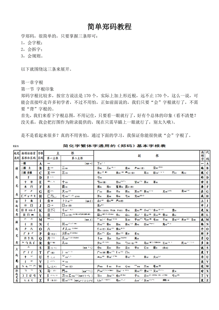 简单郑码教程(排版)_第1页