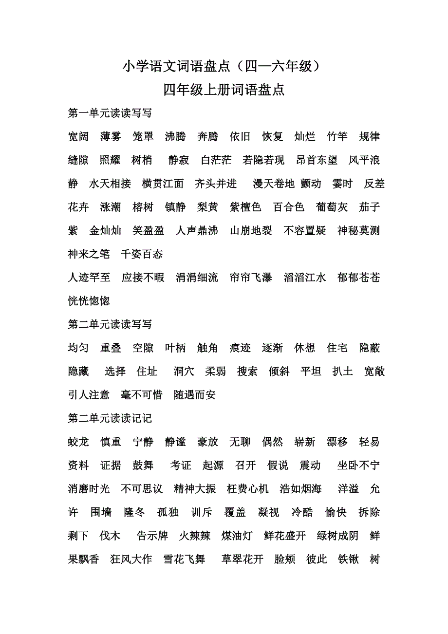 人教版小学语文词语盘点(四—六年级)_第1页