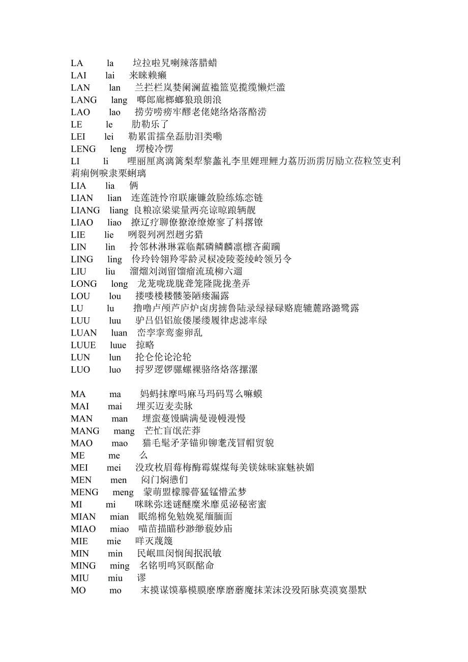 常用汉字汉语拼音表_第5页