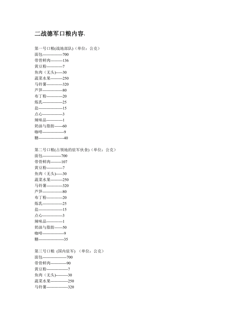 二战德国士兵的伙食标准_第1页
