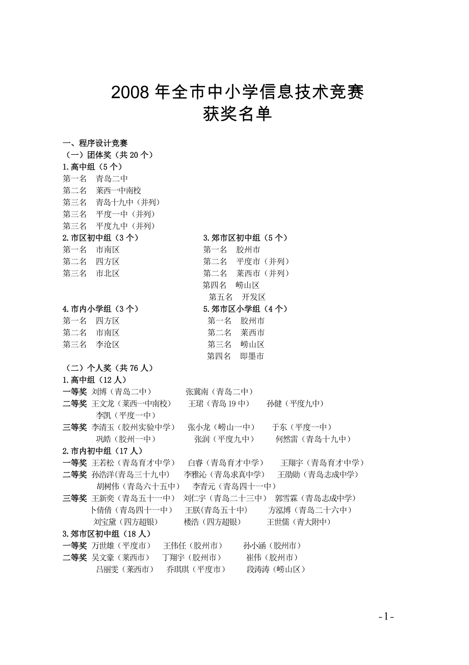 2008年全市中小学信息技术竞赛_第1页
