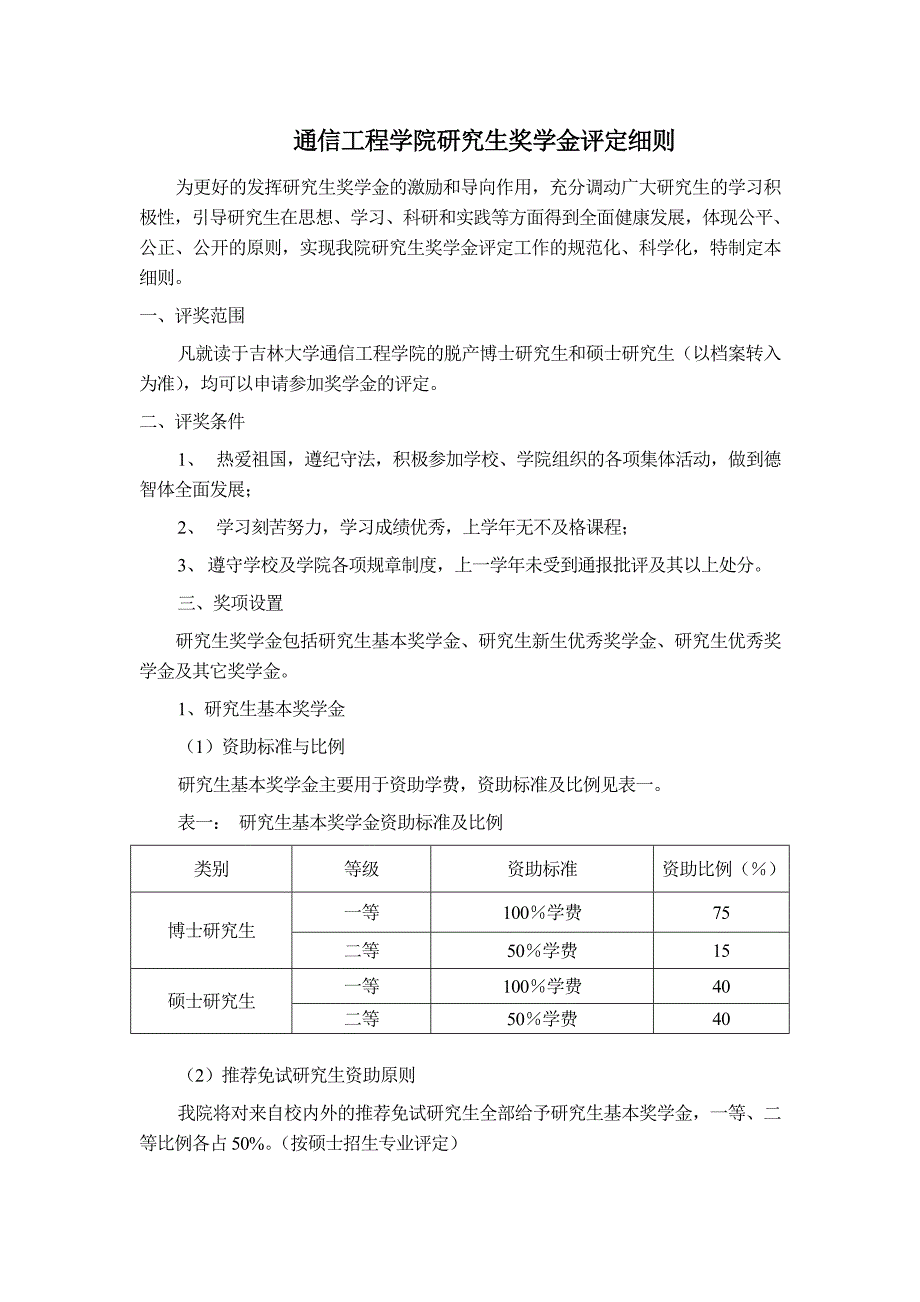 通信工程学院研究生奖学金评定细则_第1页