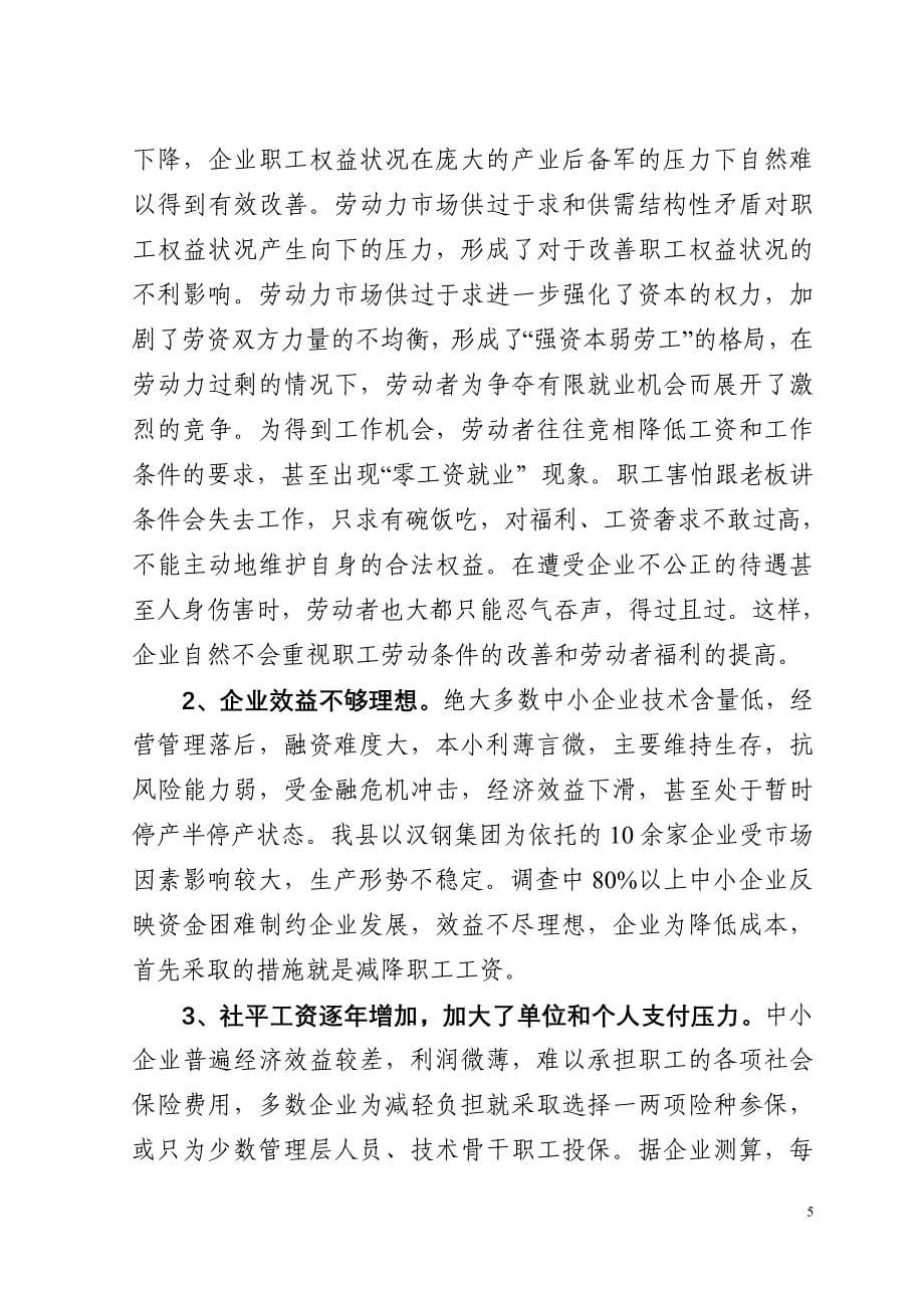 关于全县非公企业职工权益和劳资关系状况调查_第5页