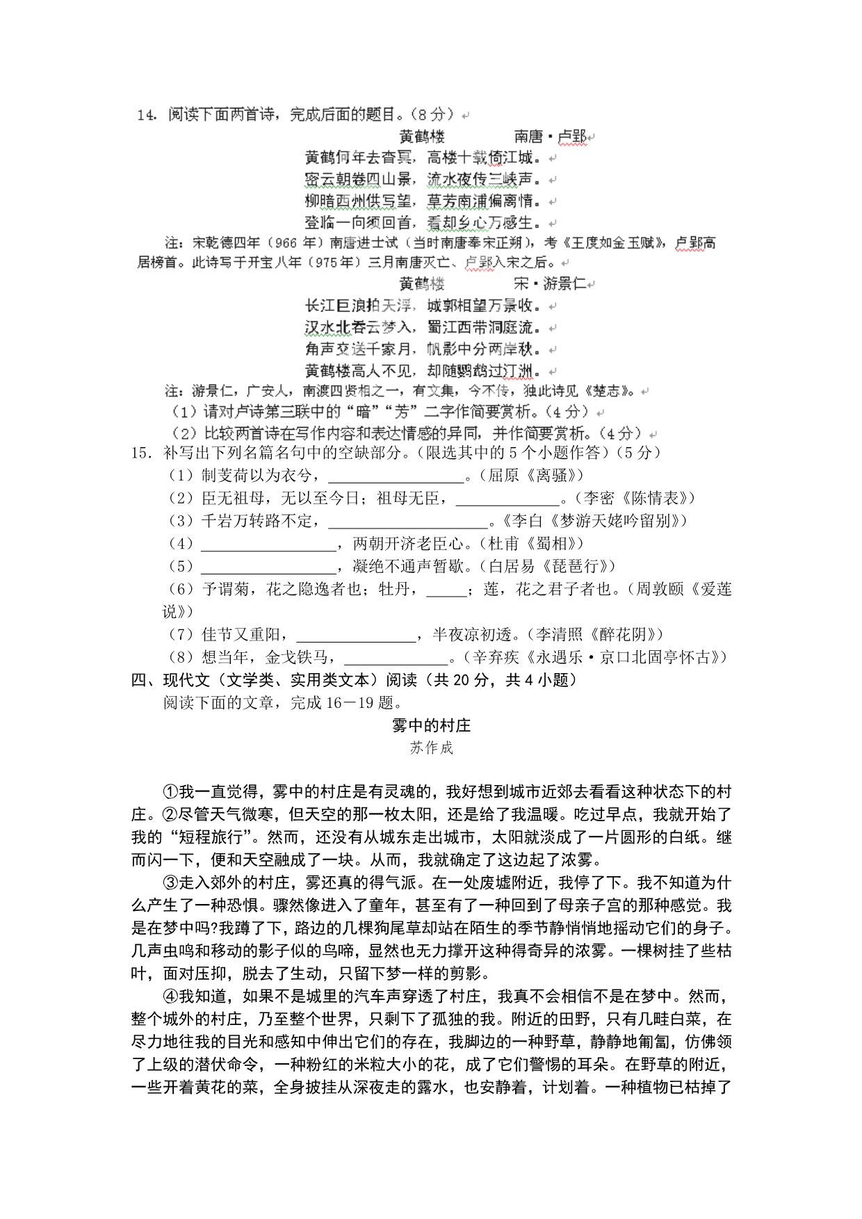 [套卷]湖北省黄梅县2013届高三高考仿真模拟考试语文试题_第5页