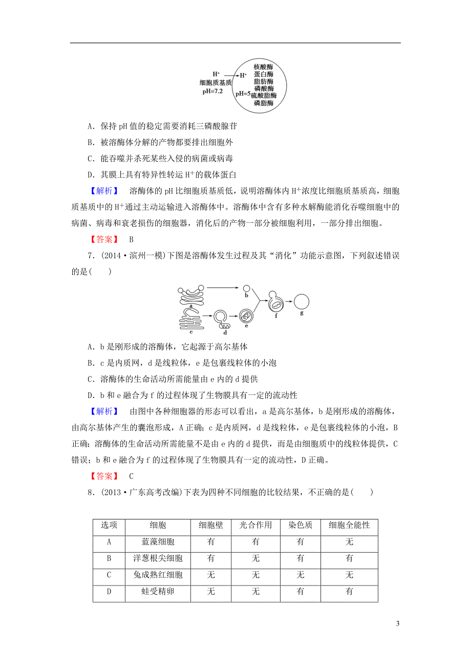 【高考讲坛】（新课标）2015届高考生物一轮复习 第2单元 第2讲 细胞器 系统内的分工合作课时限时检测_第3页