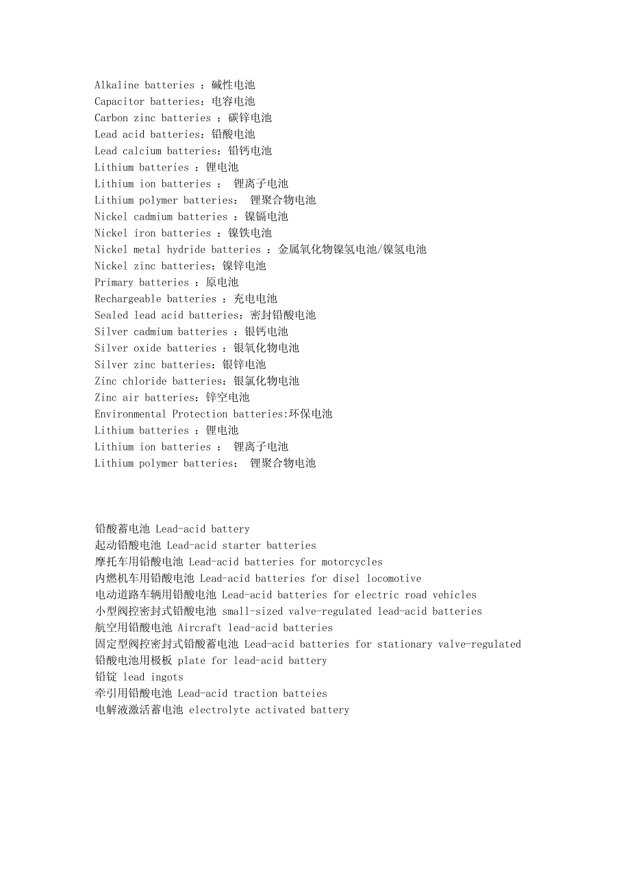 英语词汇大全-电池行业_第1页