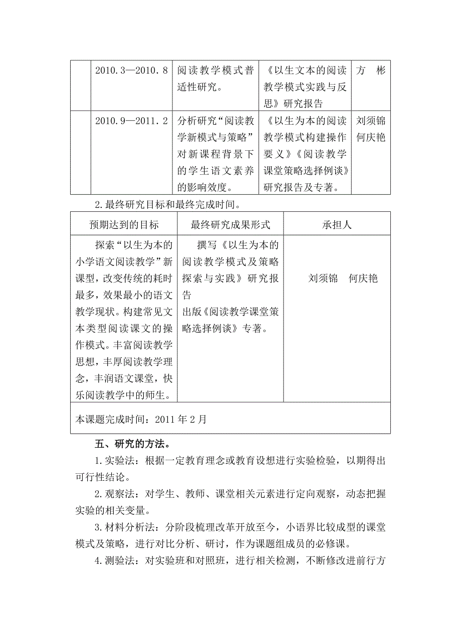 刘须锦小学语文阅读教学模式开题报告a_第4页