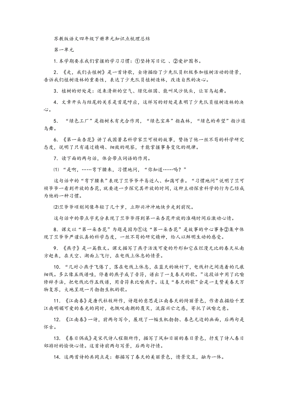 四年级下册知识点整理_第1页