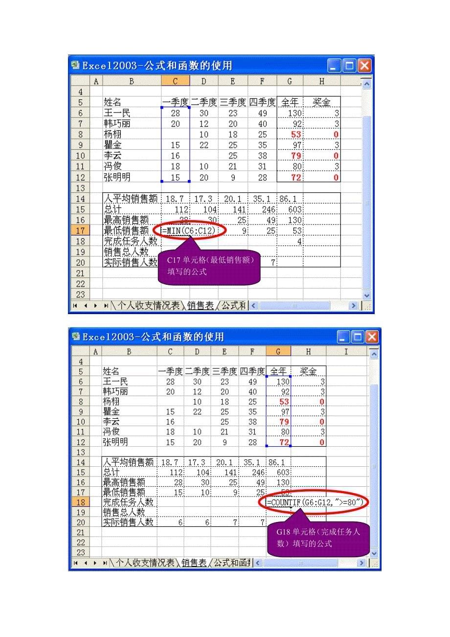 Excel实验二公式和函数的使用_第5页