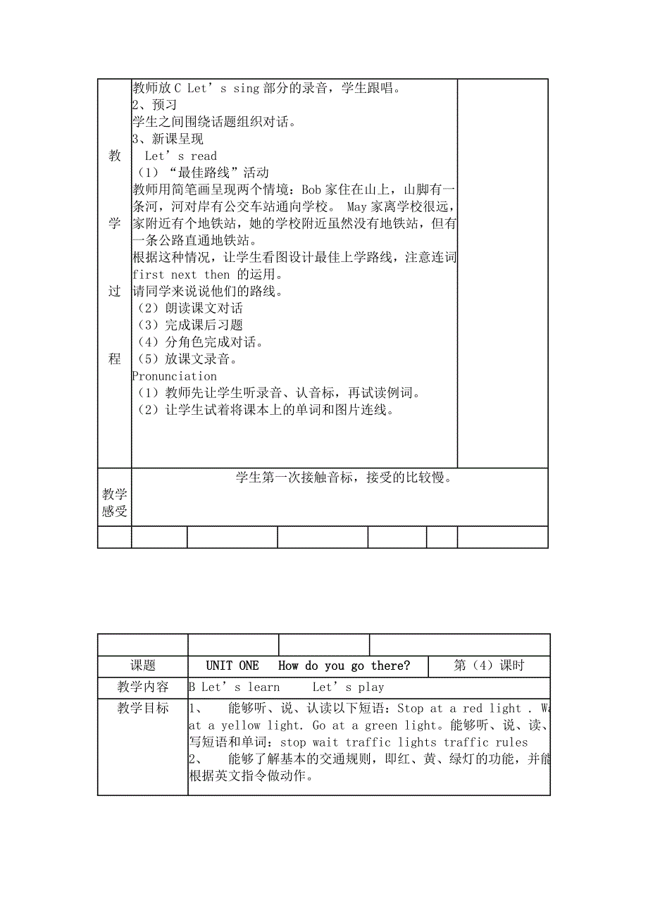 人教版小学英语六年级上册第一单元教案_第4页