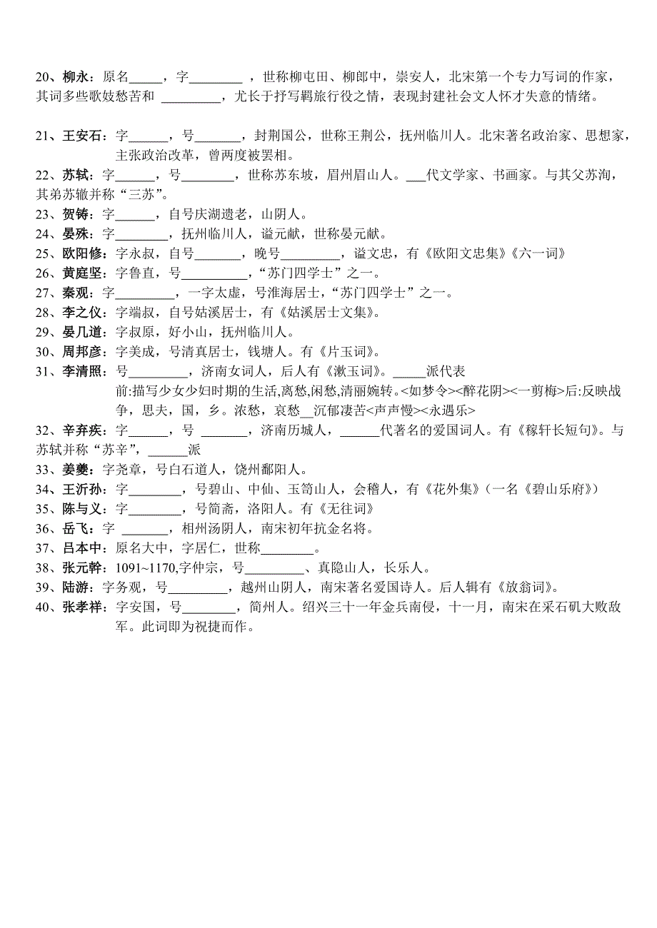 选修唐诗宋词——文学常识大汇总(学生版)_第2页