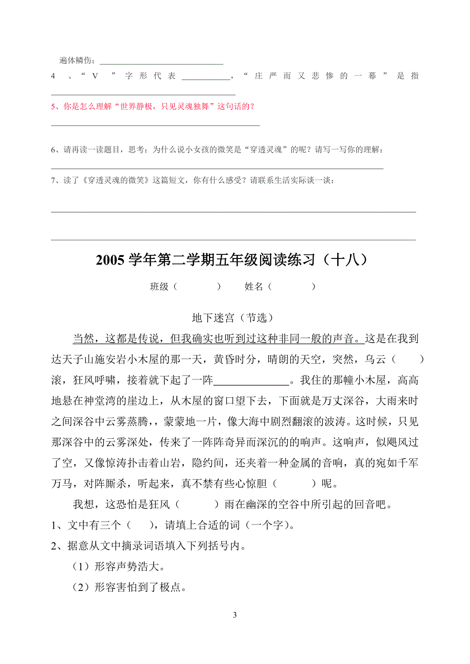 2005学年第二学期五年级阅读练习_第3页