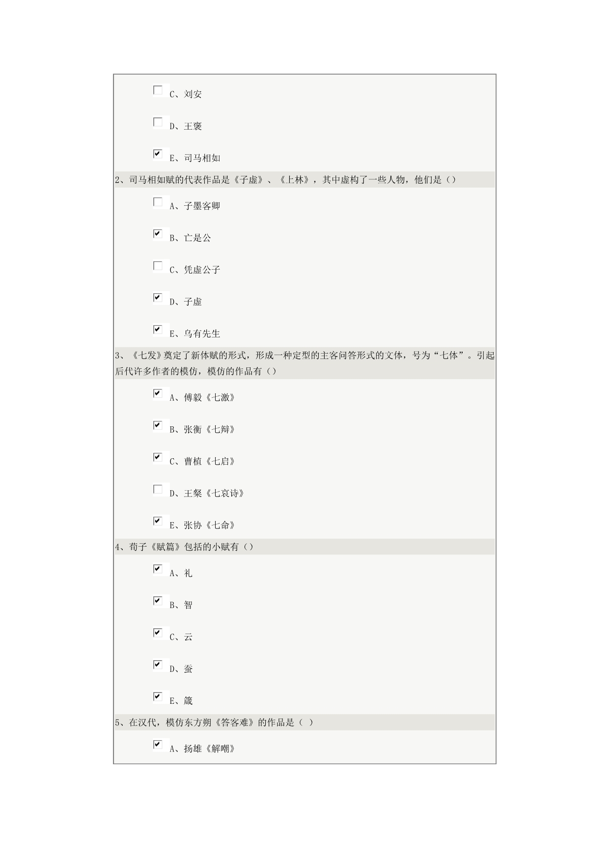 《中国古代文学Ⅰ(唐前)》第06章在线测试_第2页