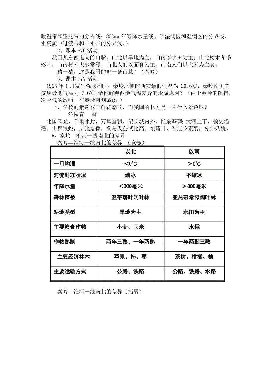 湘教版八年级地理上册秦岭 淮河教案_第2页