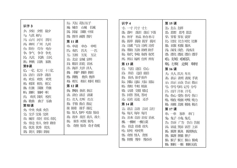 小学二年级语文上册生字组词(贴书)_第2页