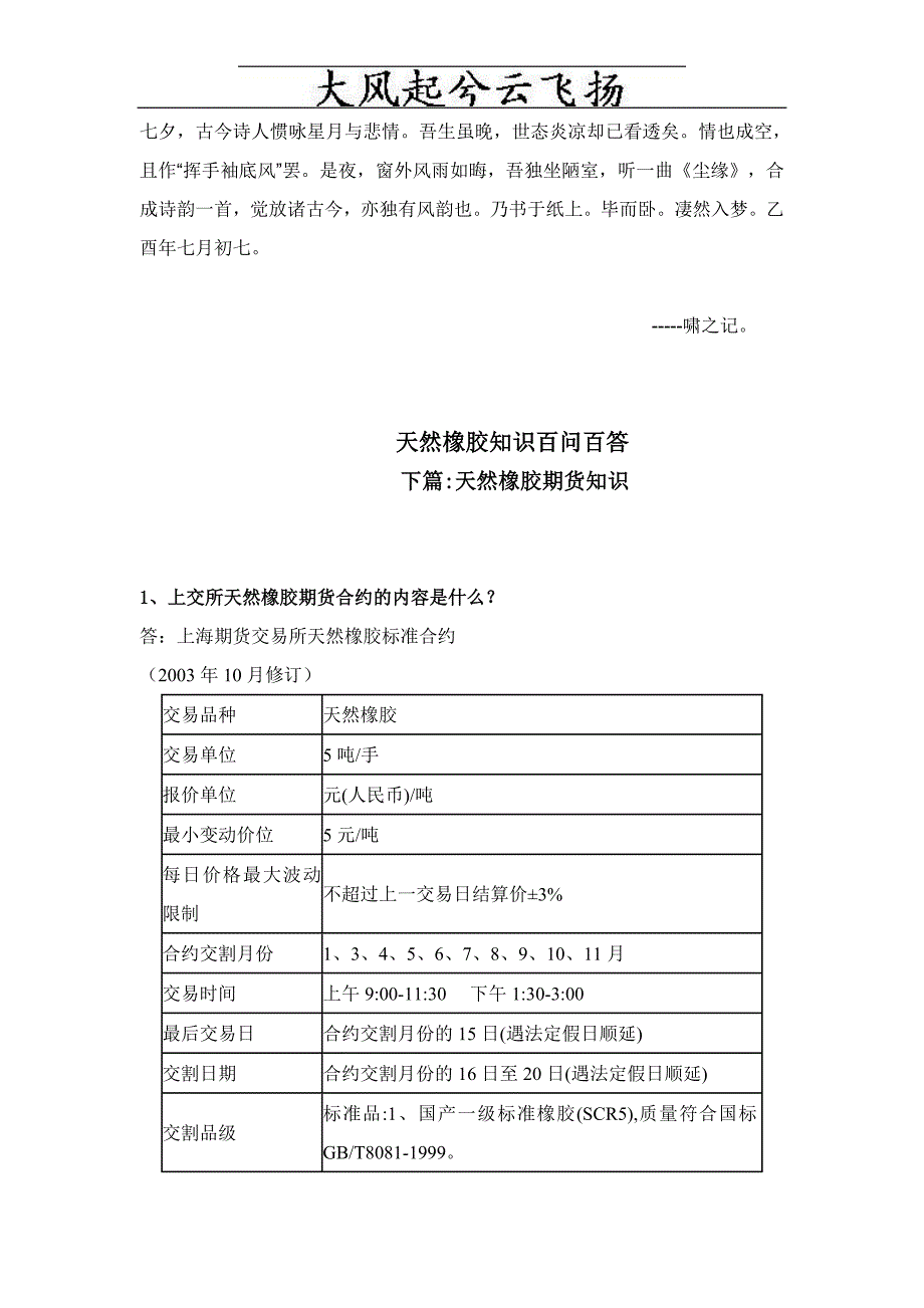 Dzbwdhi天然橡胶知识百问百答之期货知识_第1页