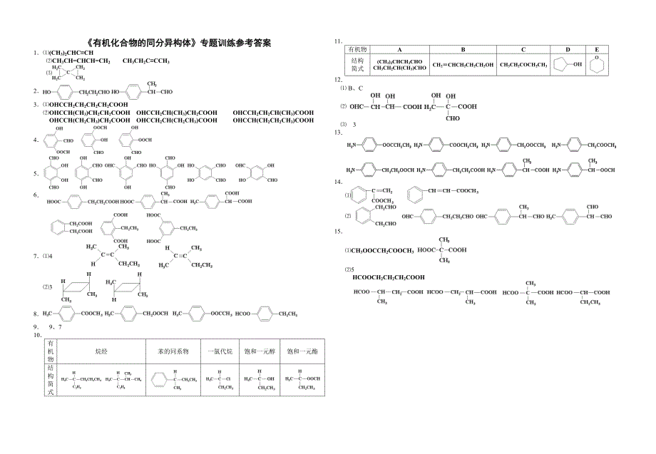q有机推断题中同分异构体书写专题训练_第3页