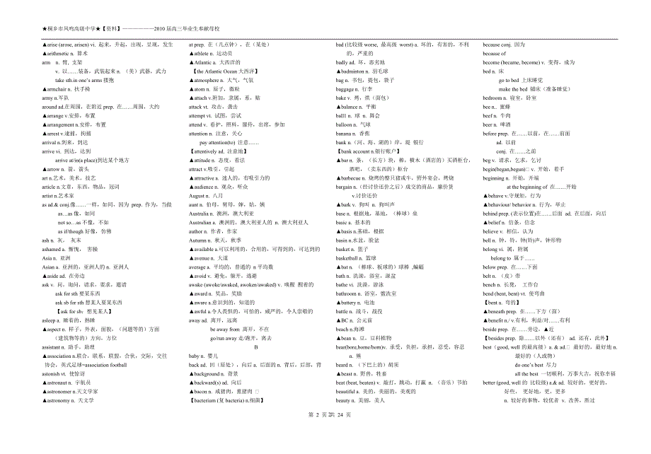 江苏省2009届高考英语词汇表(3500左右)_第2页