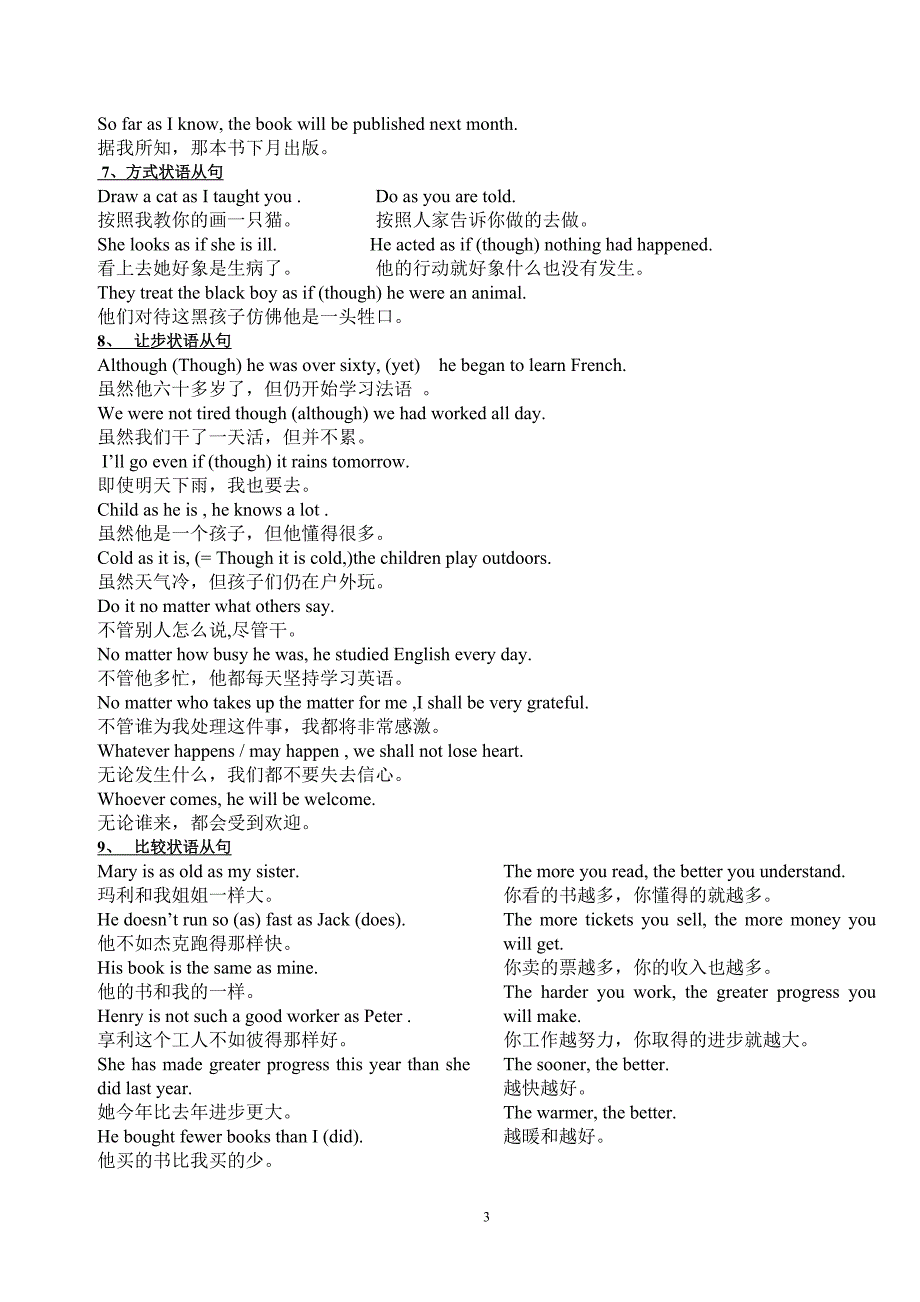状语从句翻译练习答案--(英语-中文)_第3页