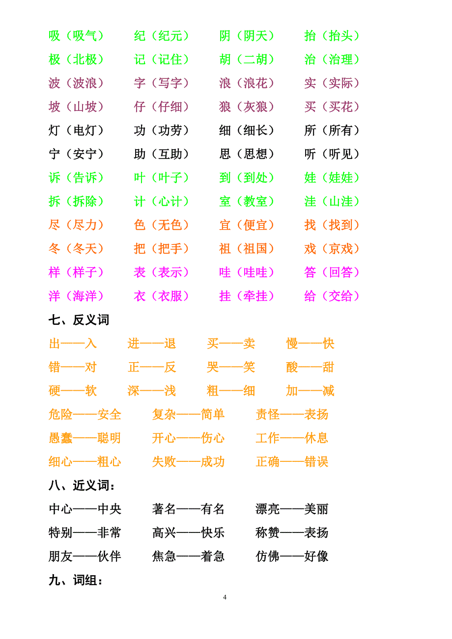 二年级上册语文期中复习资料 (2)_第4页