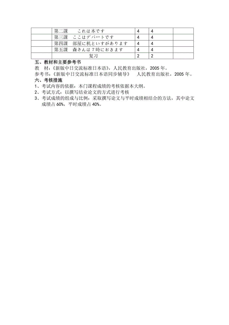 日语公共选修课大纲_第3页